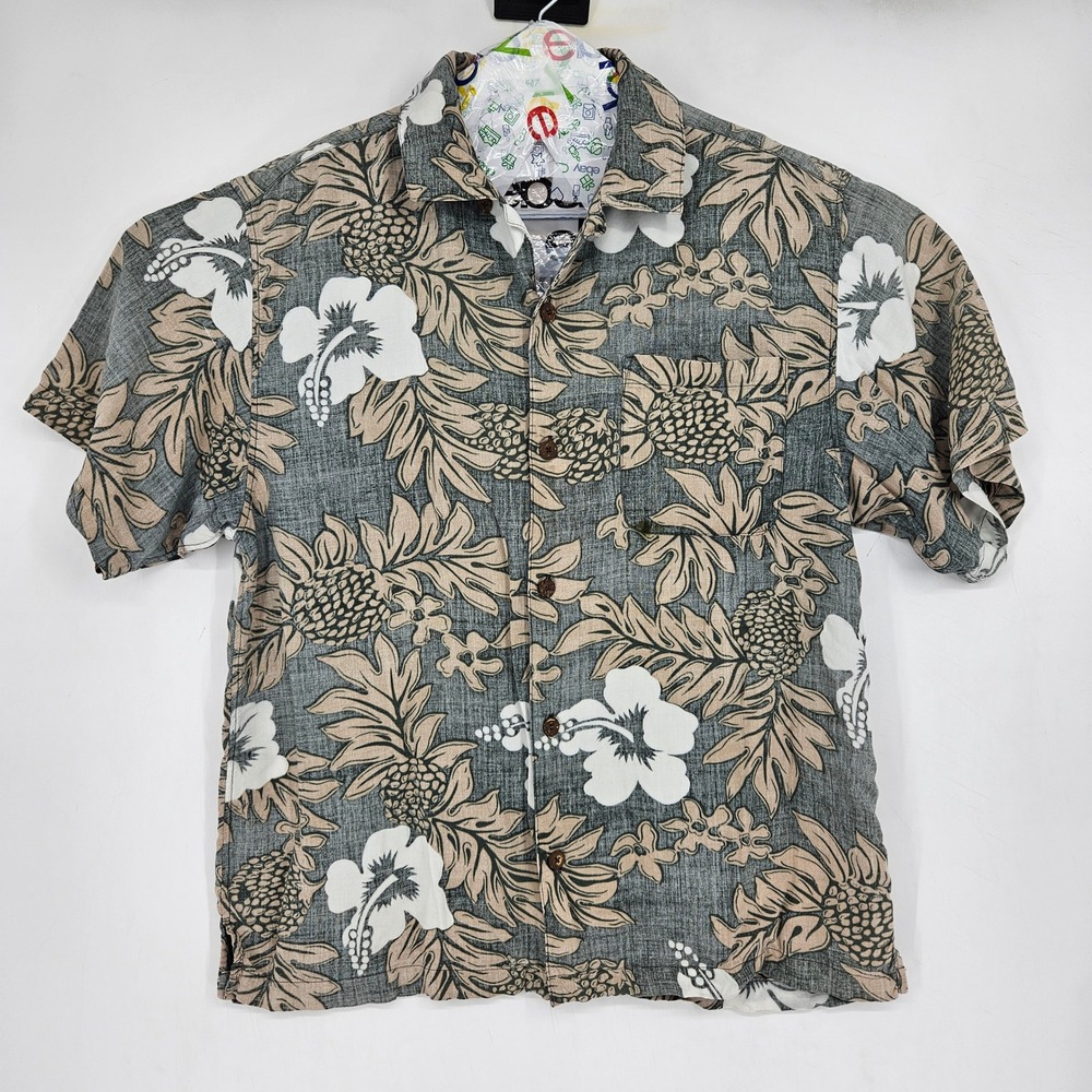 Vintage Ocean Pacific Shirt Mens Large Hawaiian Reverse Print Floral Green